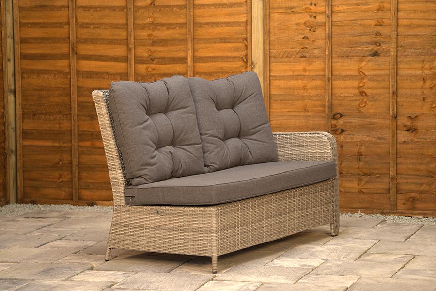 Burbage Large Rattan Corner Lounge Set with Height Adjustable Table in Latte