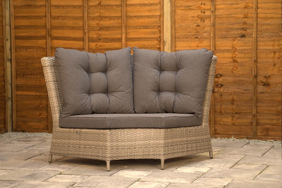 Burbage Large Rattan Corner Lounge Set with Height Adjustable Table in Stone Grey