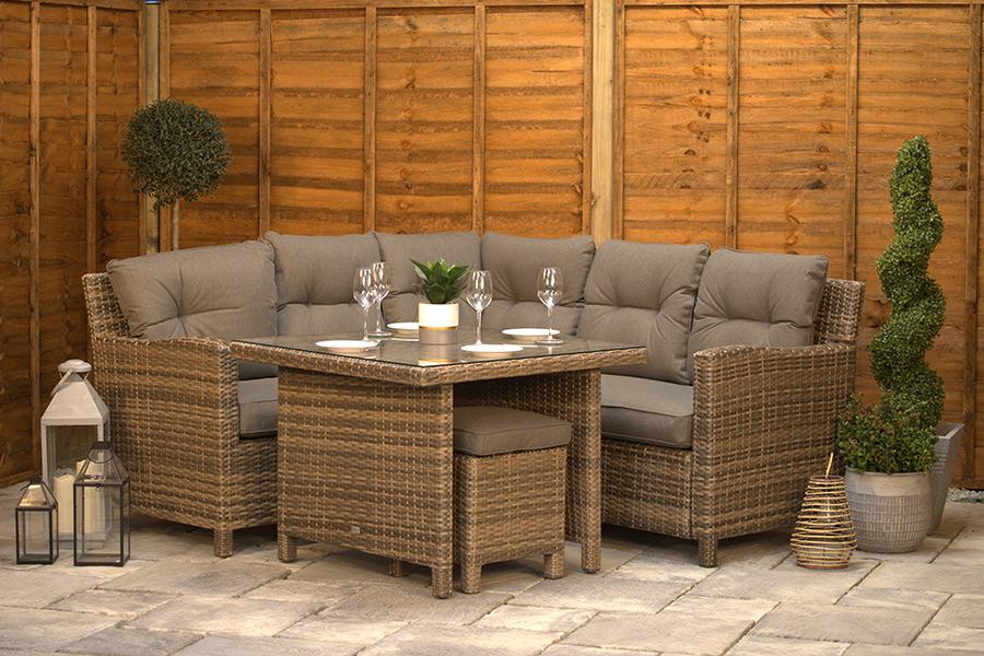 Sapcote Mini Modular Corner Set in Brown Rattan