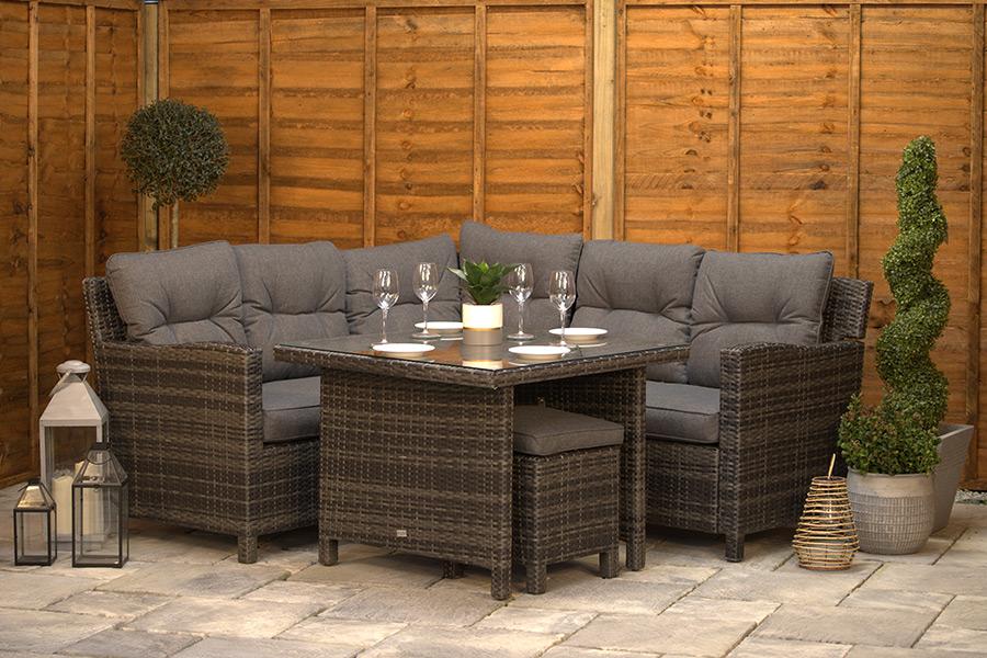 Sapcote Mini Modular Corner Set in Dark Grey Rattan