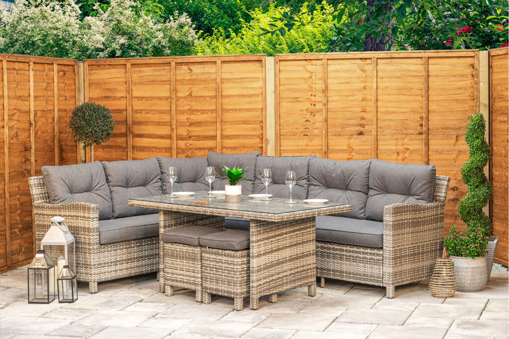 Sapcote Modular Corner Dining Set in Grey Rattan