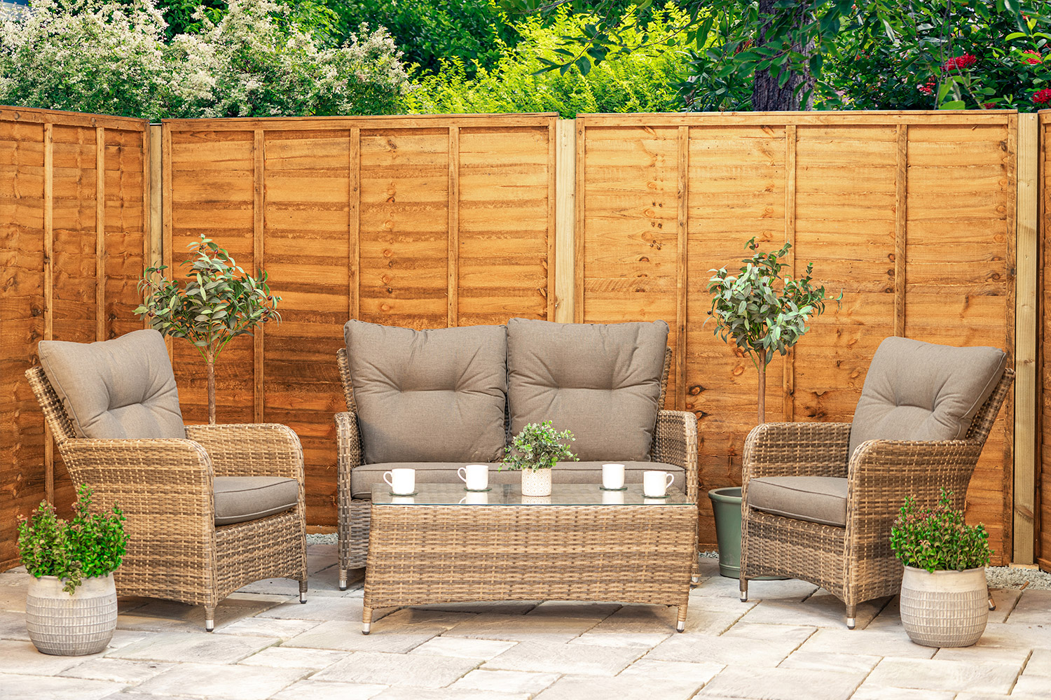 Brown PE Rattan 4 Seat Sofa Set with Aluminium Frame